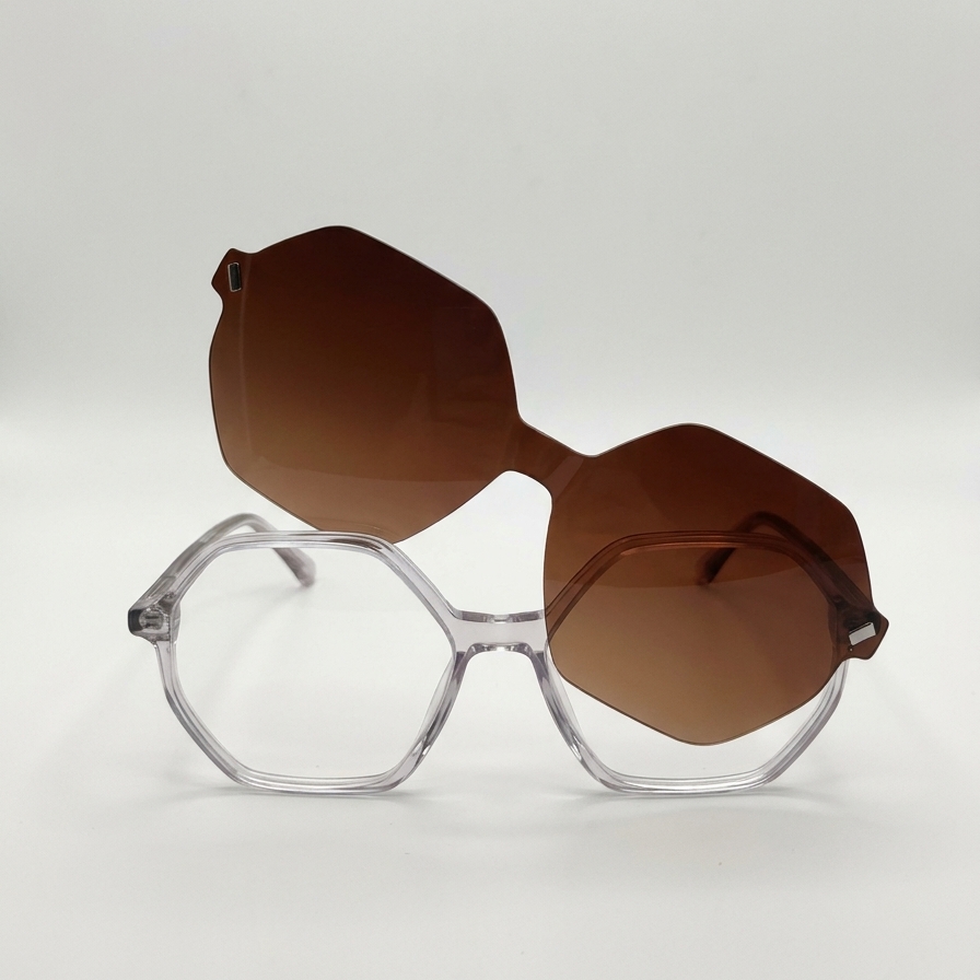 Monture clip-on hexagonale